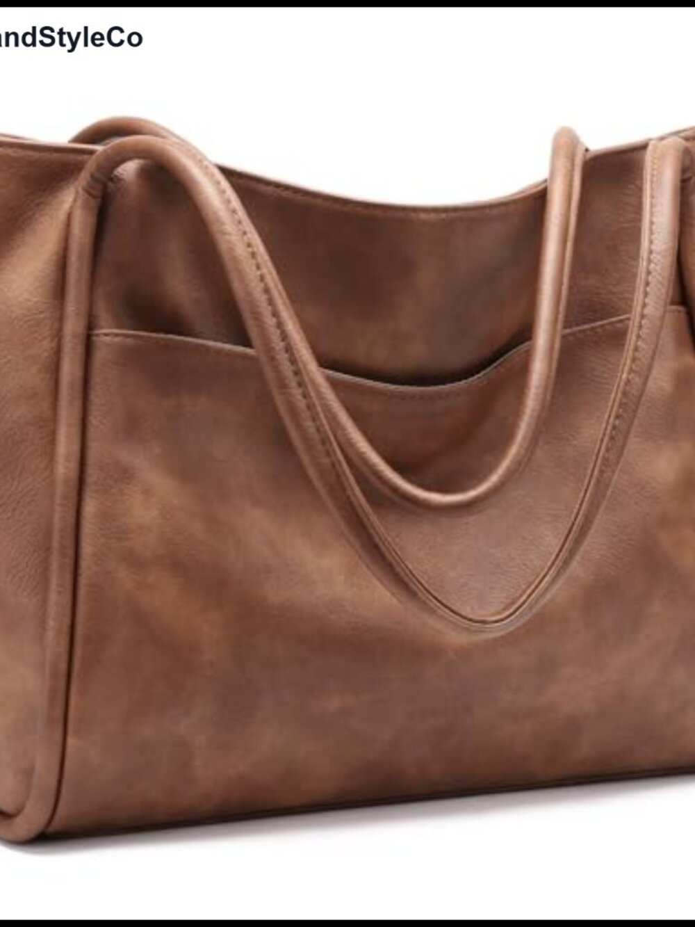 Vegan Leather Tote Bag for Women Zipper Shoulder Handbag Travel Purse
